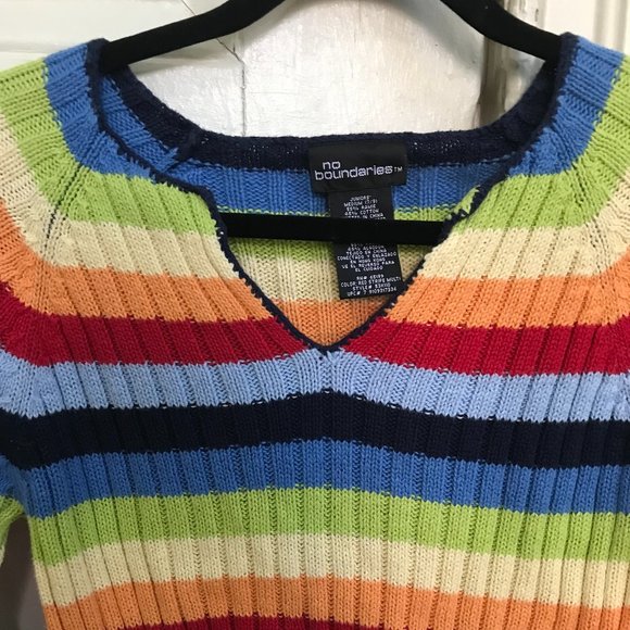 90s no boundaries rainbow colorful striped sweater - Picture 3 of 4